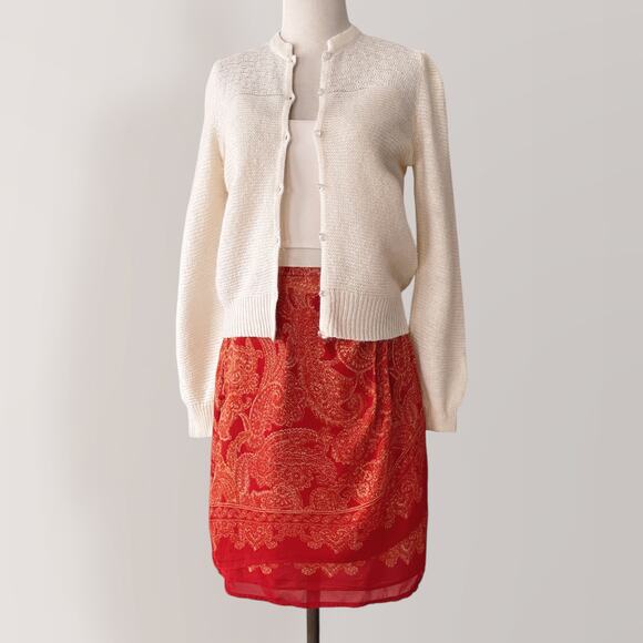 Vintage Y2K 100% Silk Wrap Skirt 16 Paisley Orange Boho Festival Beach Cover-Up - Picture 7 of 7